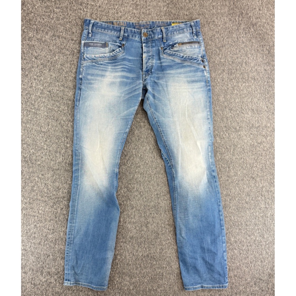 PME‎ Legend Bare Metal Jeans Mens W38 L36 Blue Regular Straight Fit PTR975-PDI